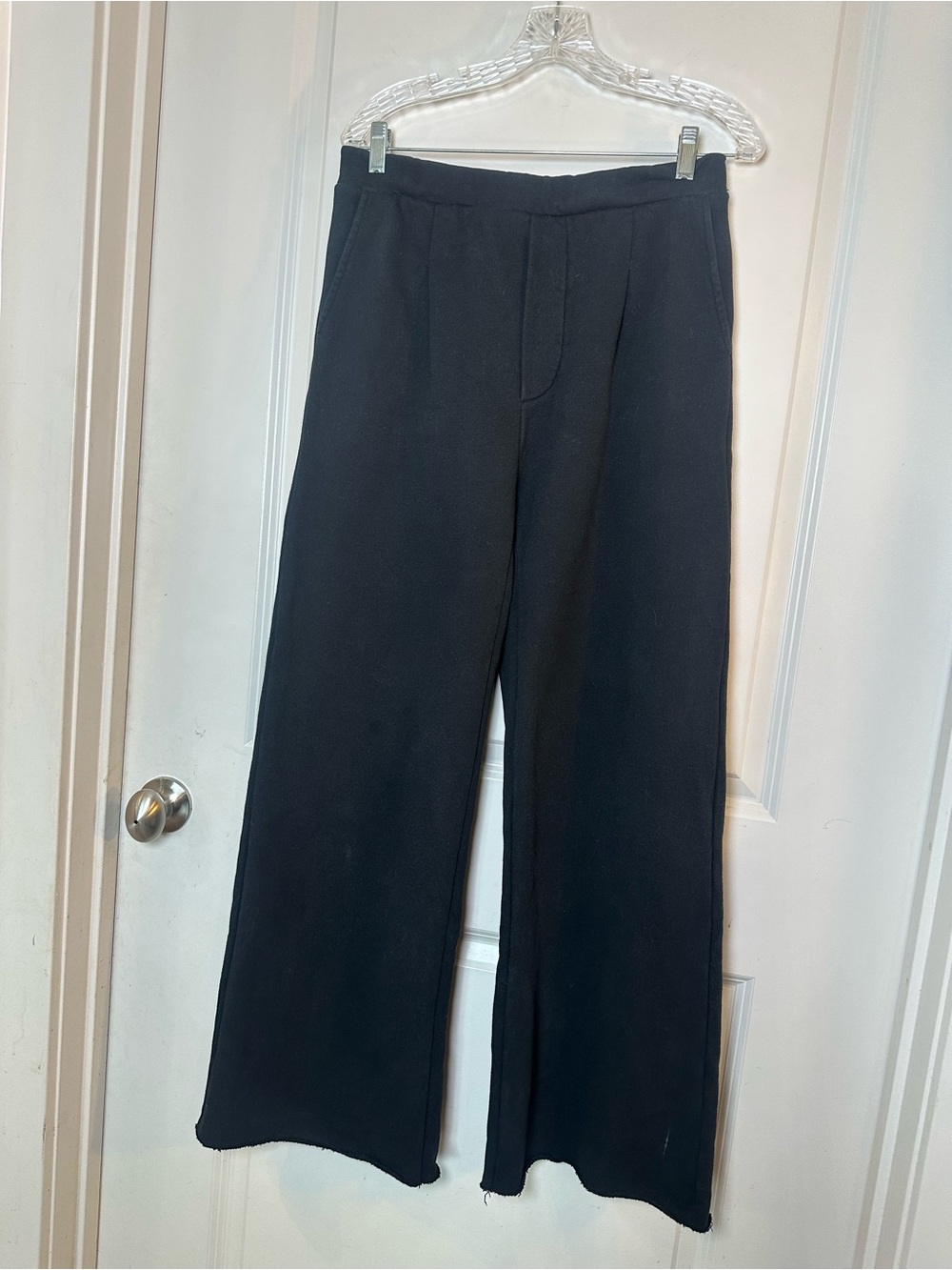 REVOLVE NSF Wide Leg Pleated Cotton Black Sweat Pants, Medium